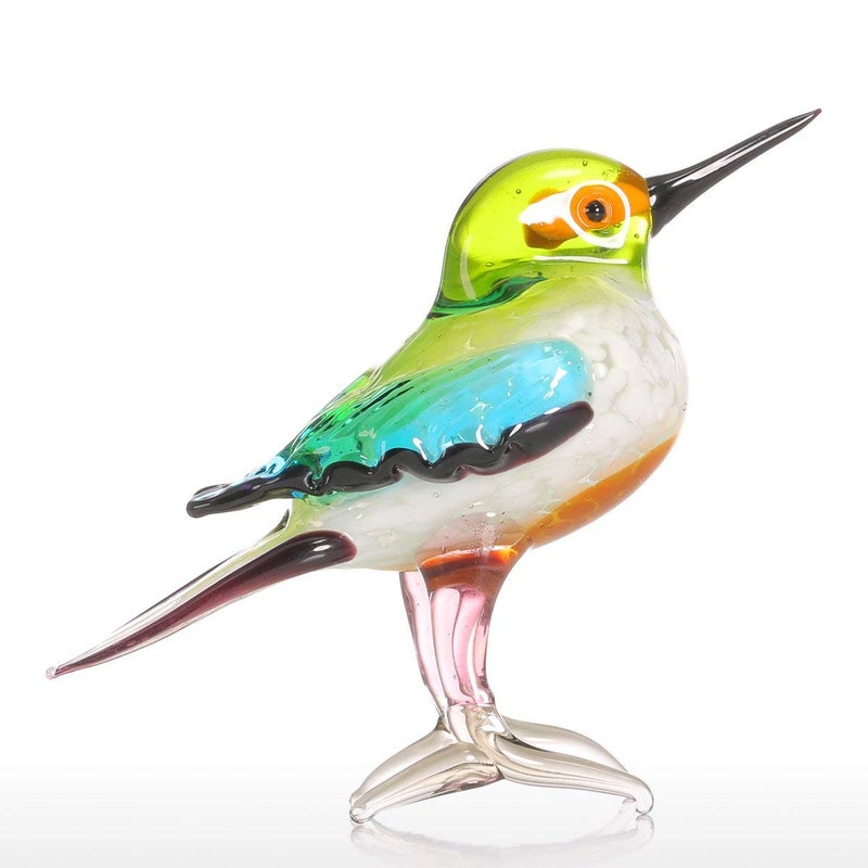 TOOARTS Too-arts Tiny Bird Glass Sculpture Ornament Bird Figurine Hand Blown Statue Multicolor - Image 2